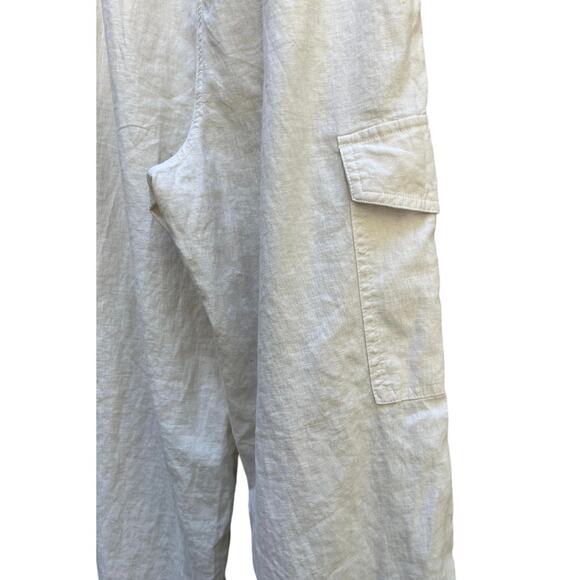 NEW Aerie Elastic Drawstring Pants Cream Linen Blend Cargo Joggers Women's XS22 - Picture 3 of 6